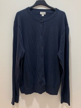 J. Crew Navy Crewneck Button-Front Cardigan